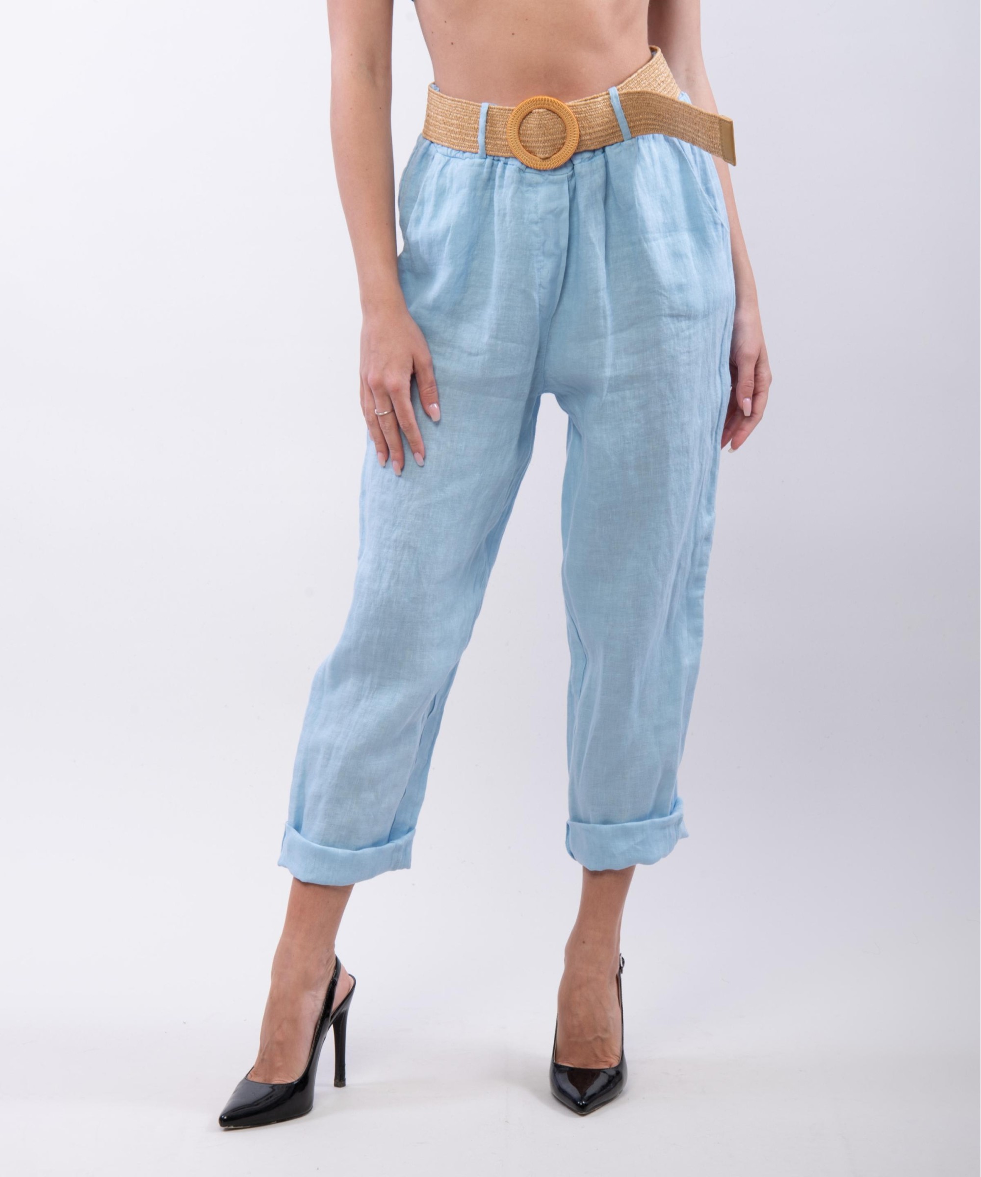 Pantalone lino con cintura