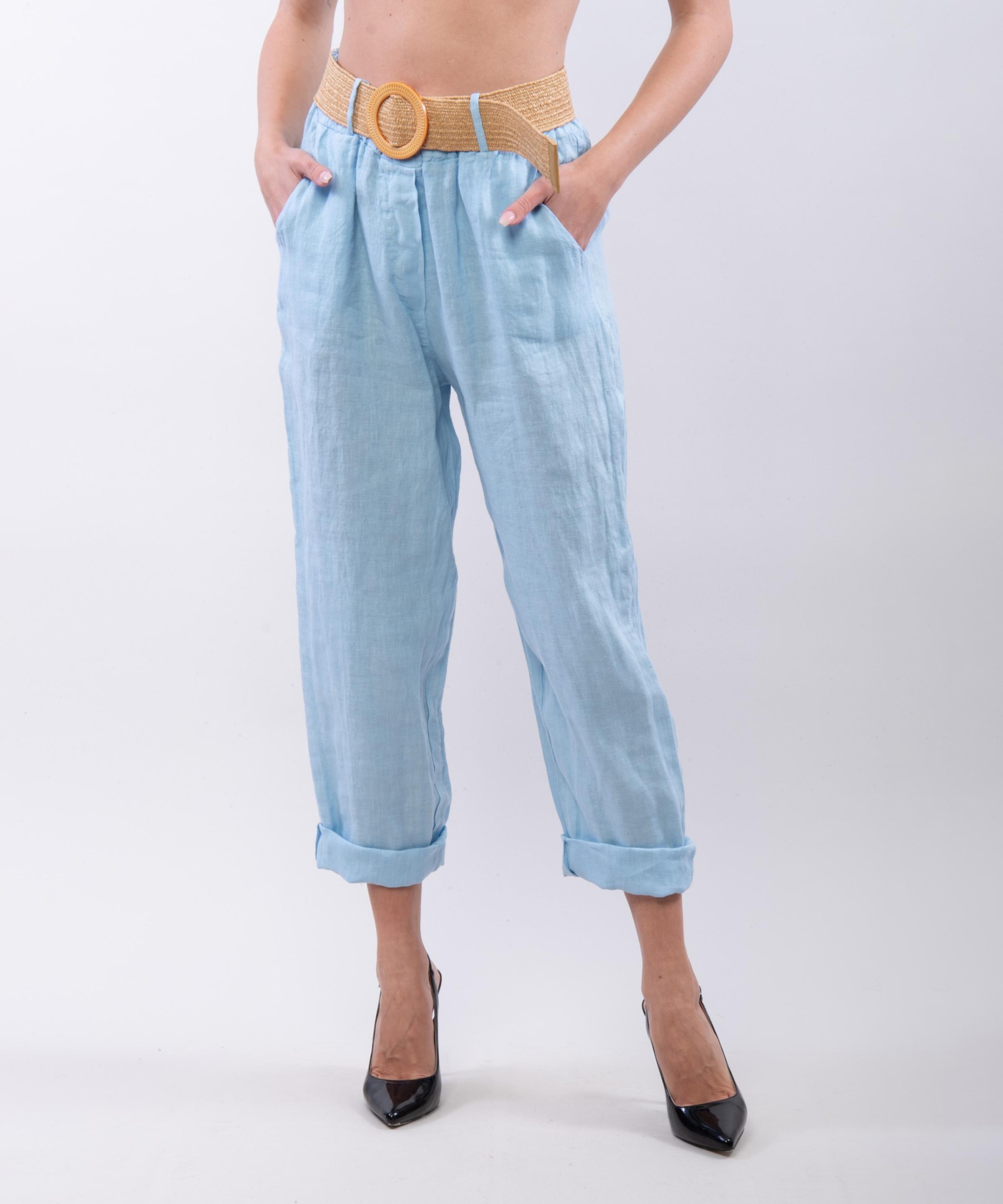 Pantalone lino con cintura