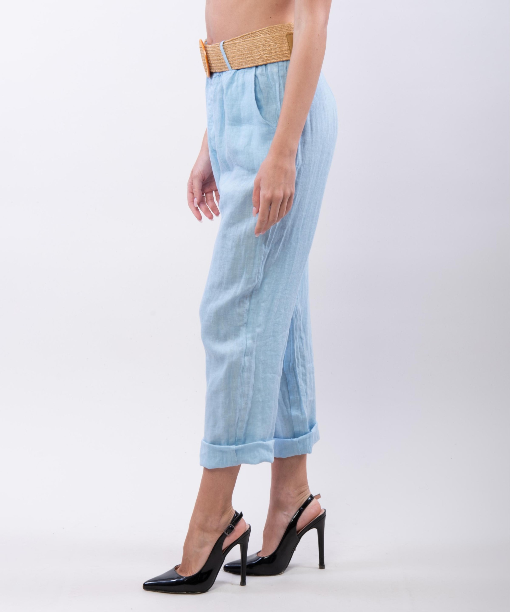 Pantalone lino con cintura