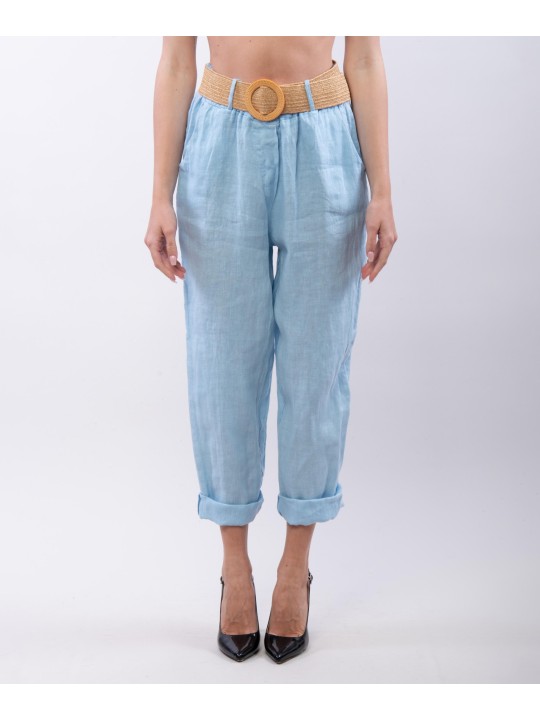 Pantalone lino con cintura