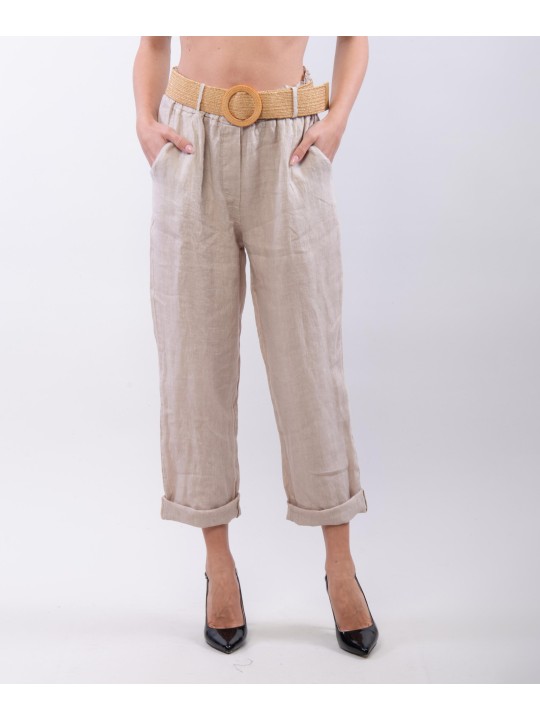 Pantalone lino con cintura
