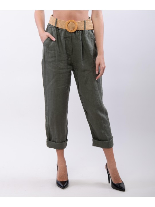 Pantalone lino con cintura
