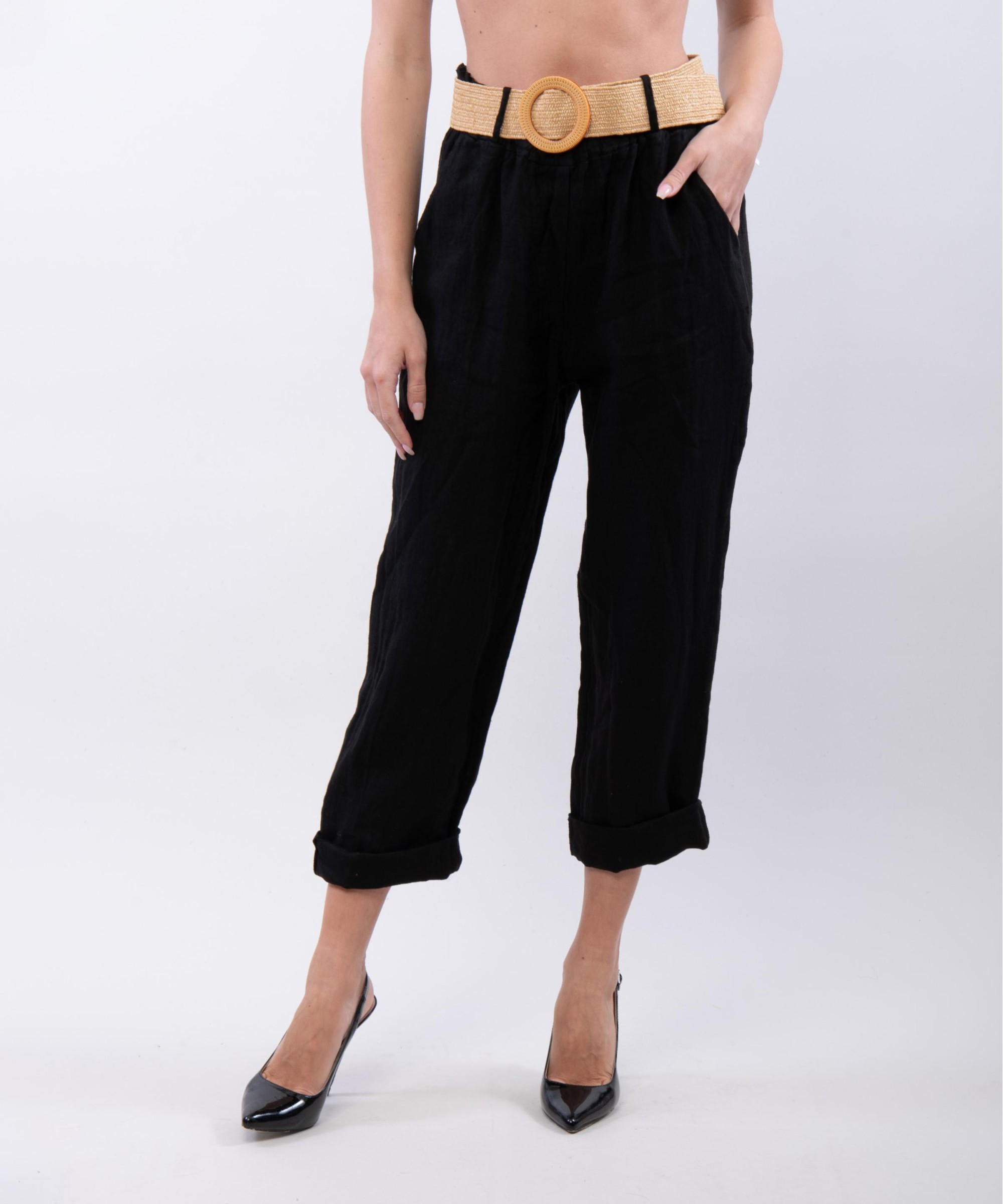 Pantalone lino con cintura