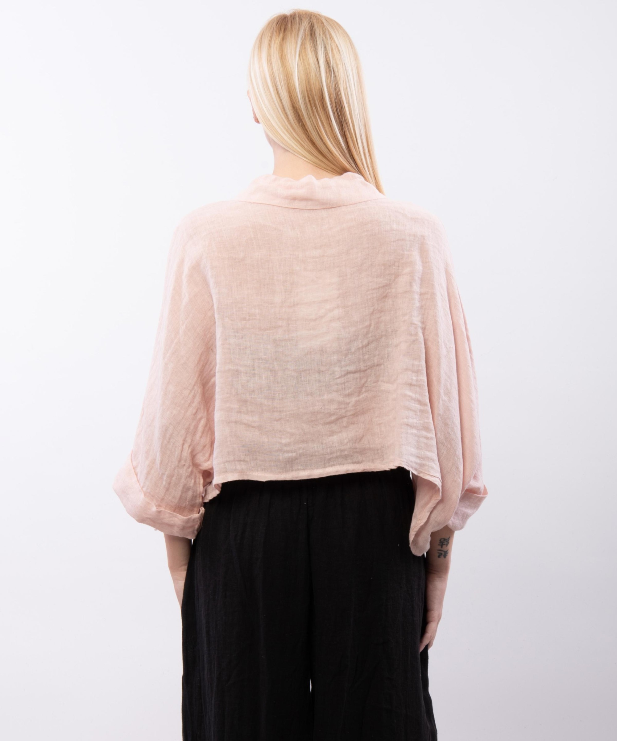 Camicia crop in lino