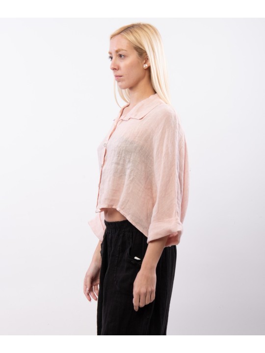 Camicia crop in lino