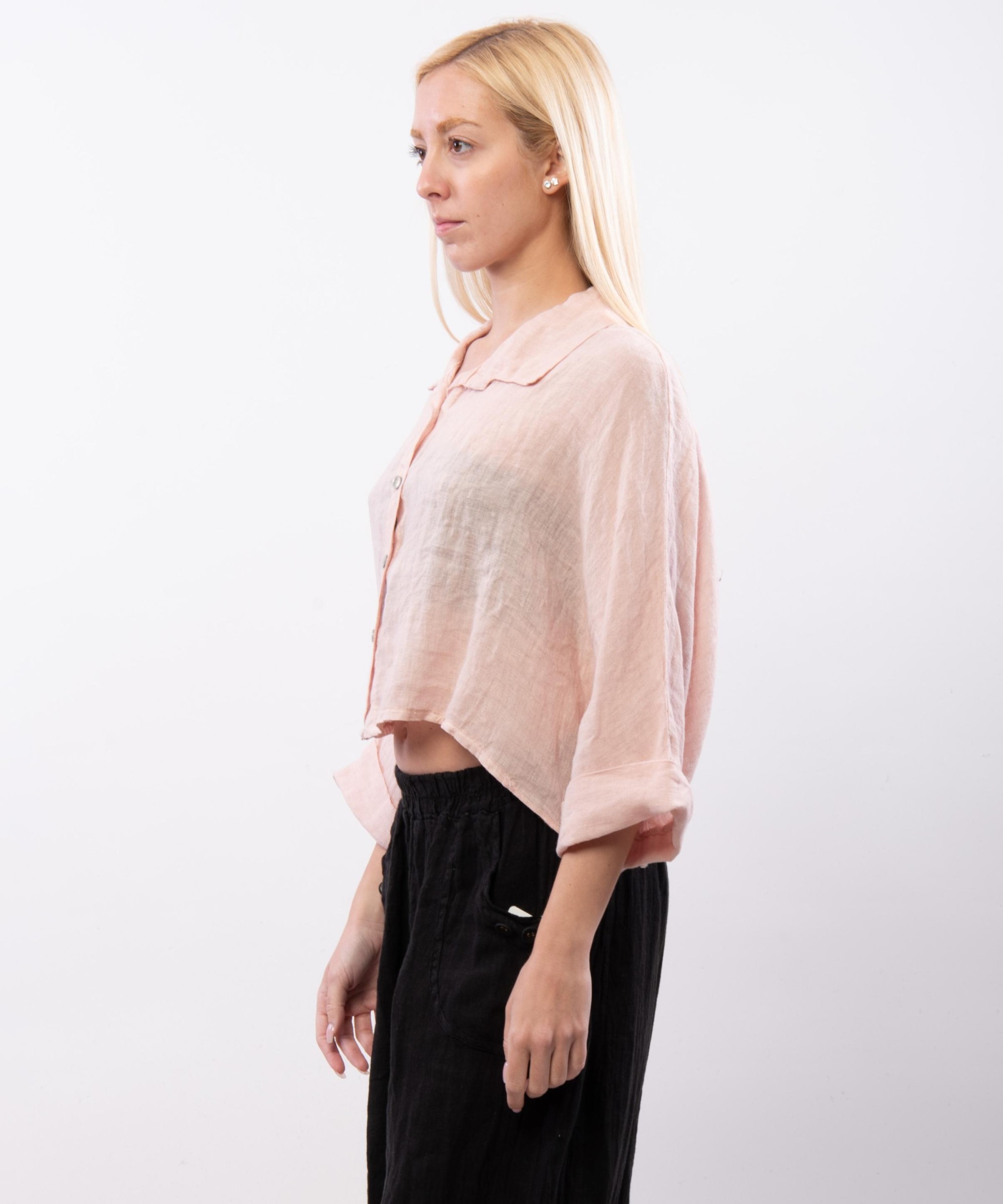 Camicia crop in lino