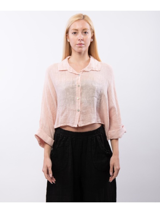 Camicia crop in lino