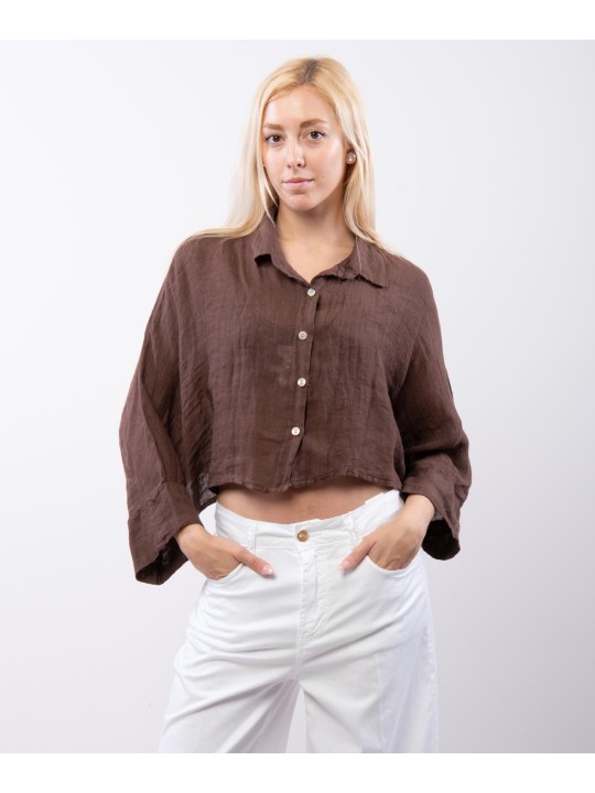 Camicia crop in lino