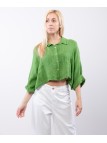 Camicia crop in lino