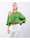 Camicia crop in lino