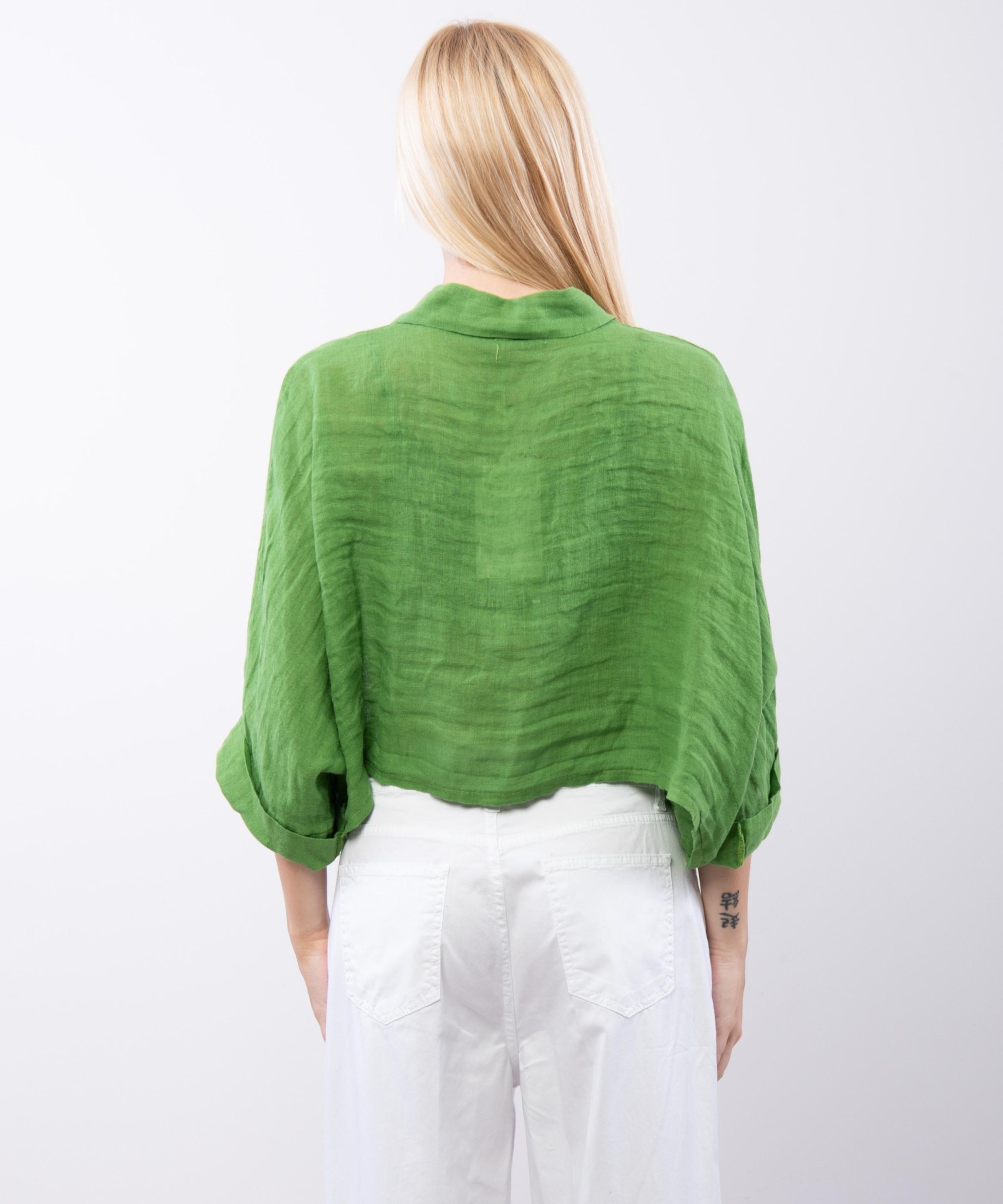 Camicia crop in lino