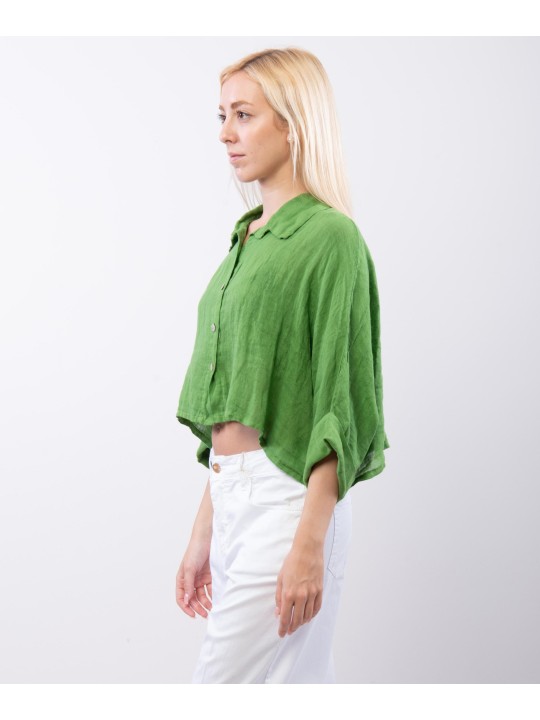 Camicia crop in lino