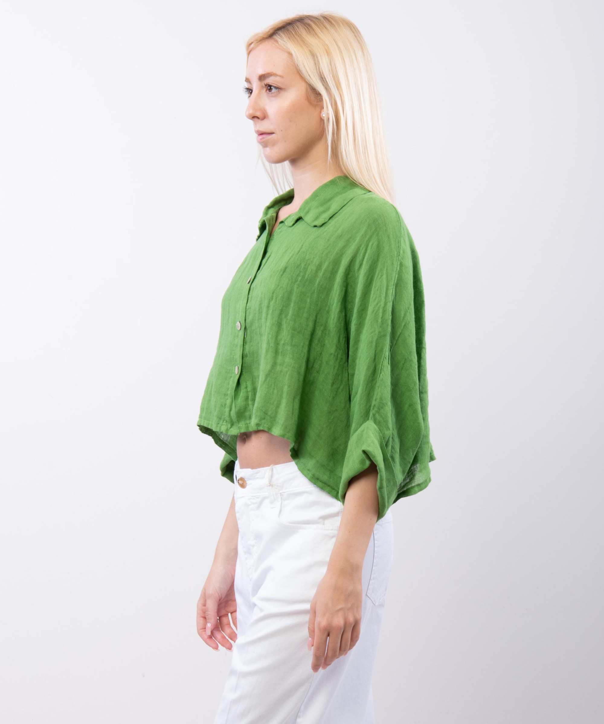 Camicia crop in lino