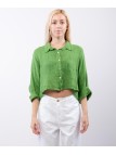 Camicia crop in lino