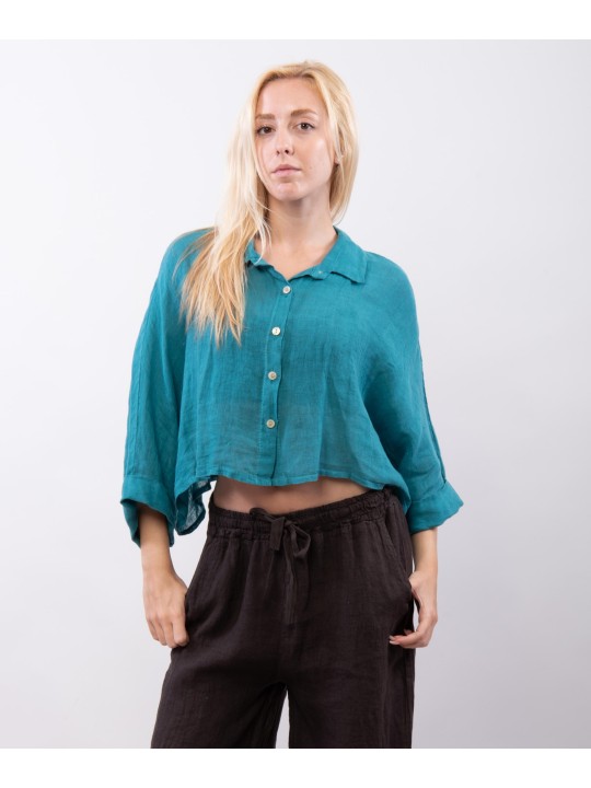 Camicia crop in lino