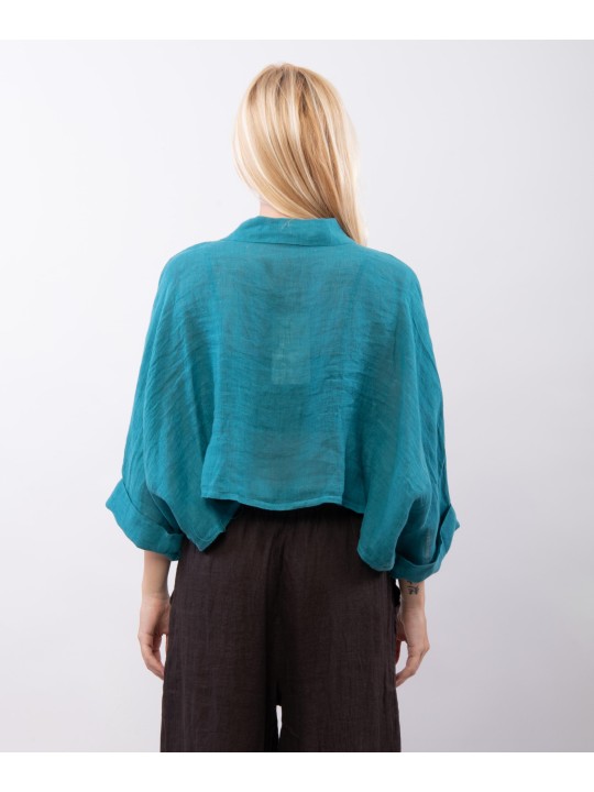 Camicia crop in lino