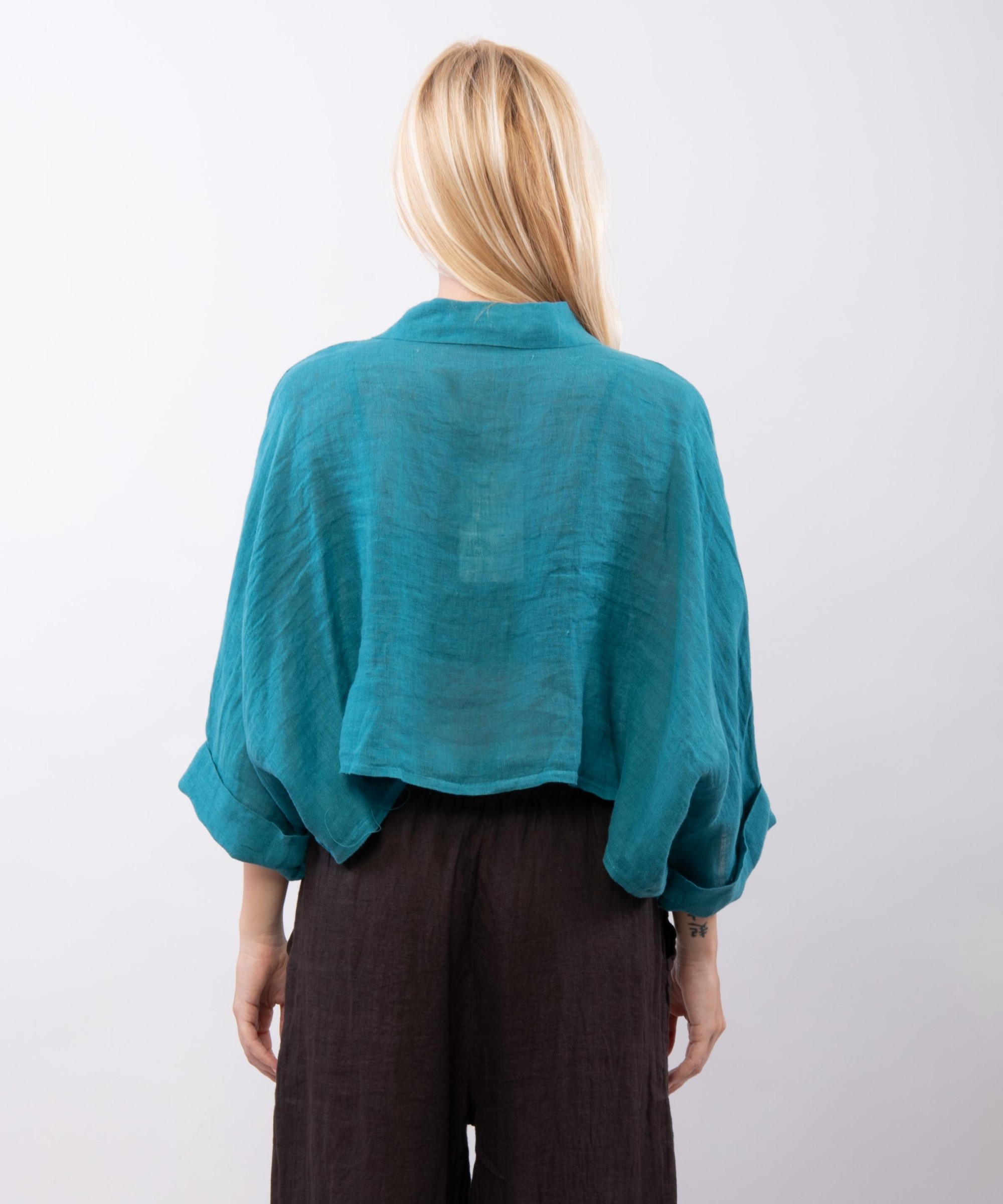 Camicia crop in lino