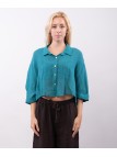 Camicia crop in lino