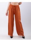 Pantalone palazzo con frange sotto in lino