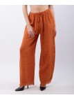 Pantalone palazzo con frange sotto in lino