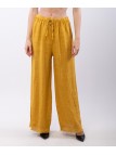 Pantalone palazzo con frange sotto in lino