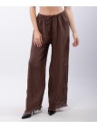 Pantalone palazzo con frange sotto in lino