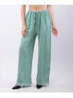 Pantalone palazzo con frange sotto in lino