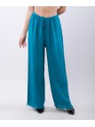 Pantalone palazzo con frange sotto in lino