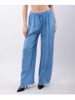 Pantalone palazzo con frange sotto in lino
