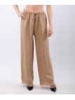 Pantalone palazzo con frange sotto in lino