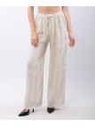 Pantalone palazzo con frange sotto in lino