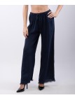 Pantalone palazzo con frange sotto in lino