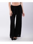 Pantalone palazzo con frange sotto in lino