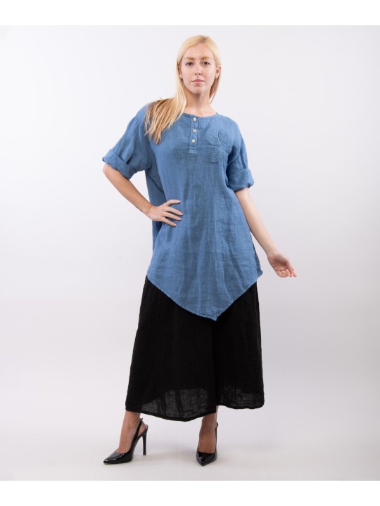 Top Lino Oversize con Ricamo