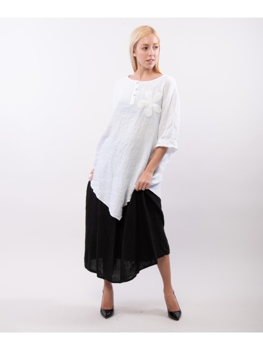 Top Lino Oversize con Ricamo