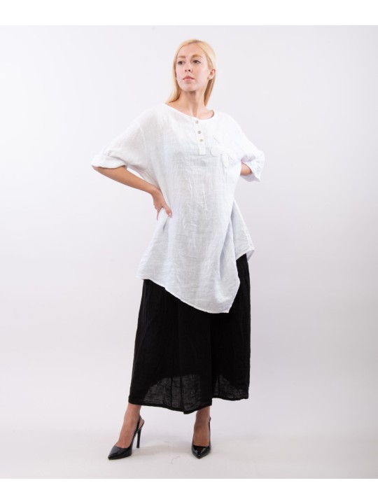 Top Lino Oversize con Ricamo