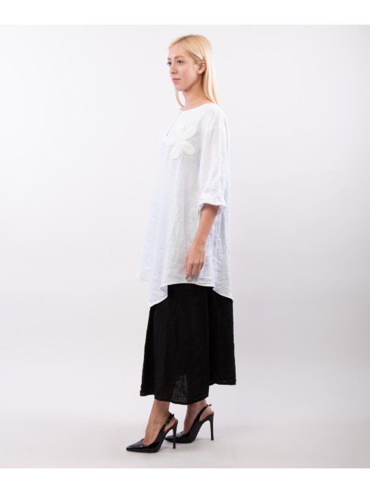 Top Lino Oversize con Ricamo