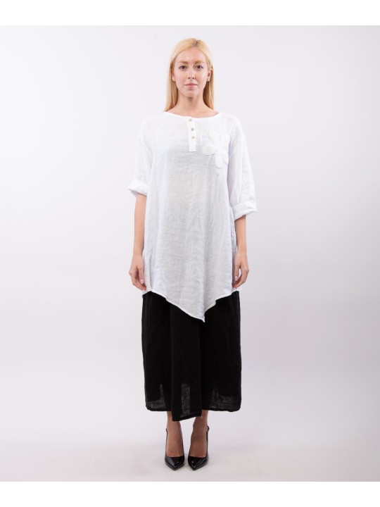 Top Lino Oversize con Ricamo