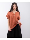 Top Lino V con Bottone