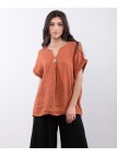 Top Lino V con Bottone