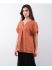 Top Lino V con Bottone