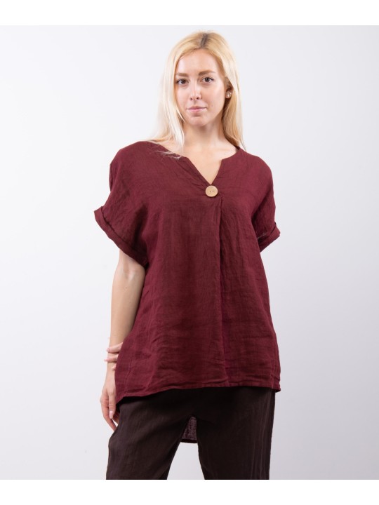 Top Lino V con Bottone