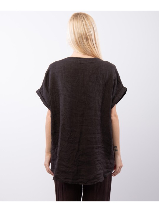 Top Lino V con Bottone