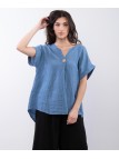 Top Lino V con Bottone