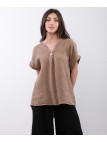 Top Lino V con Bottone