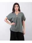 Top Lino V con Bottone