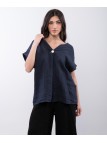 Top Lino V con Bottone