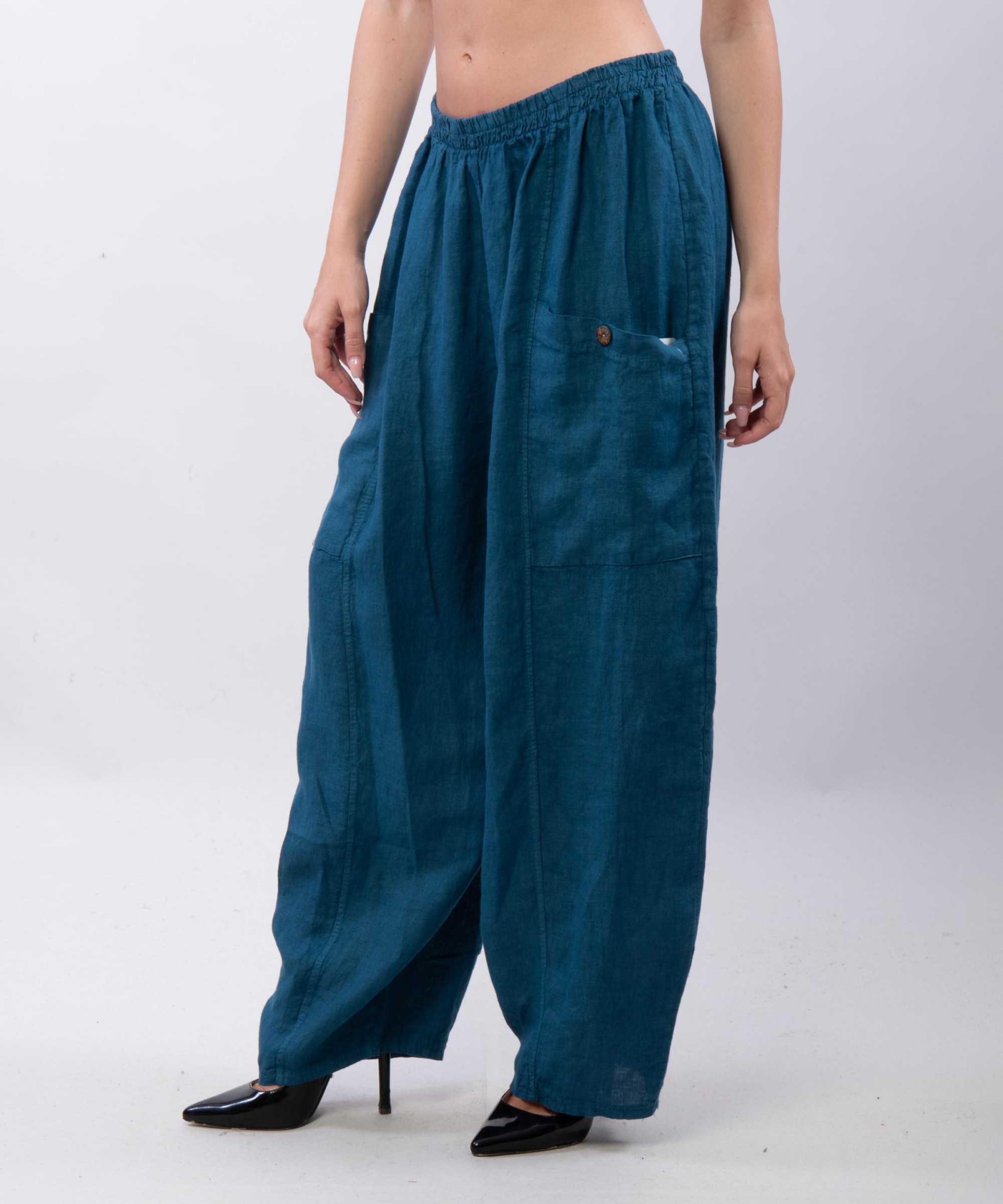 Pantalone Lino a Palloncino con tasche