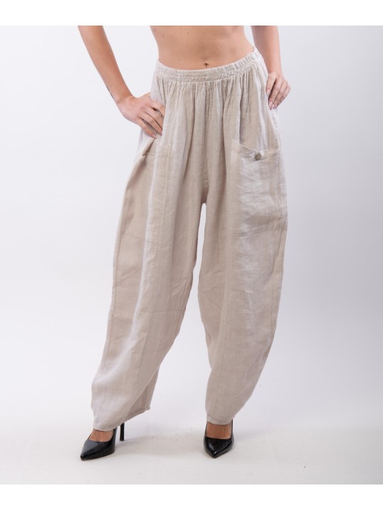 Pantalone Lino a Palloncino con tasche