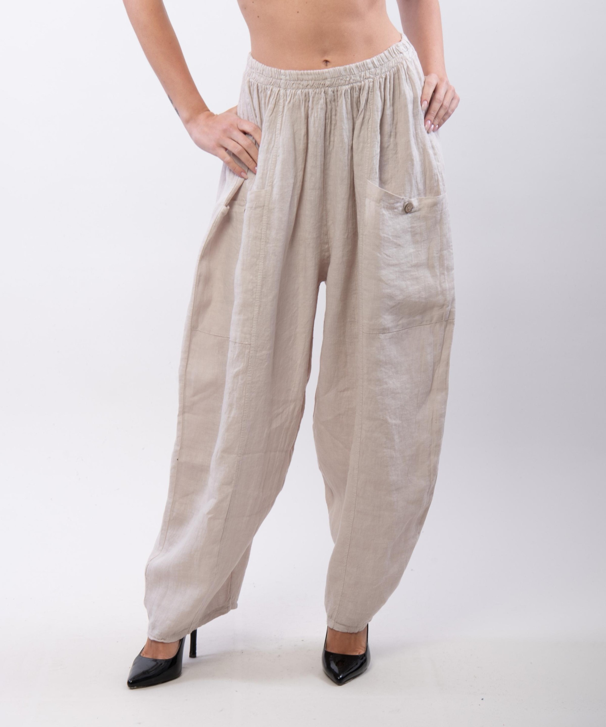 Pantalone Lino a Palloncino con tasche